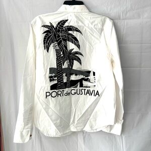 Lauren Ralph Lauren White Black Port De Gustavia Shirt Gold Logo SZ L Worn 1X
